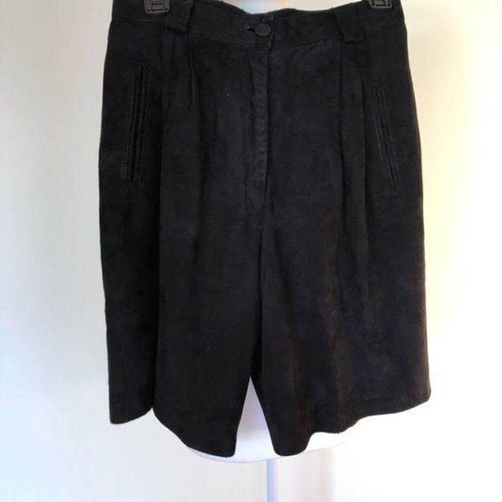 Erez Vintage Womens Shorts Size 8 Black Suede Leather Lined High Waisted USA - Picture 2 of 9